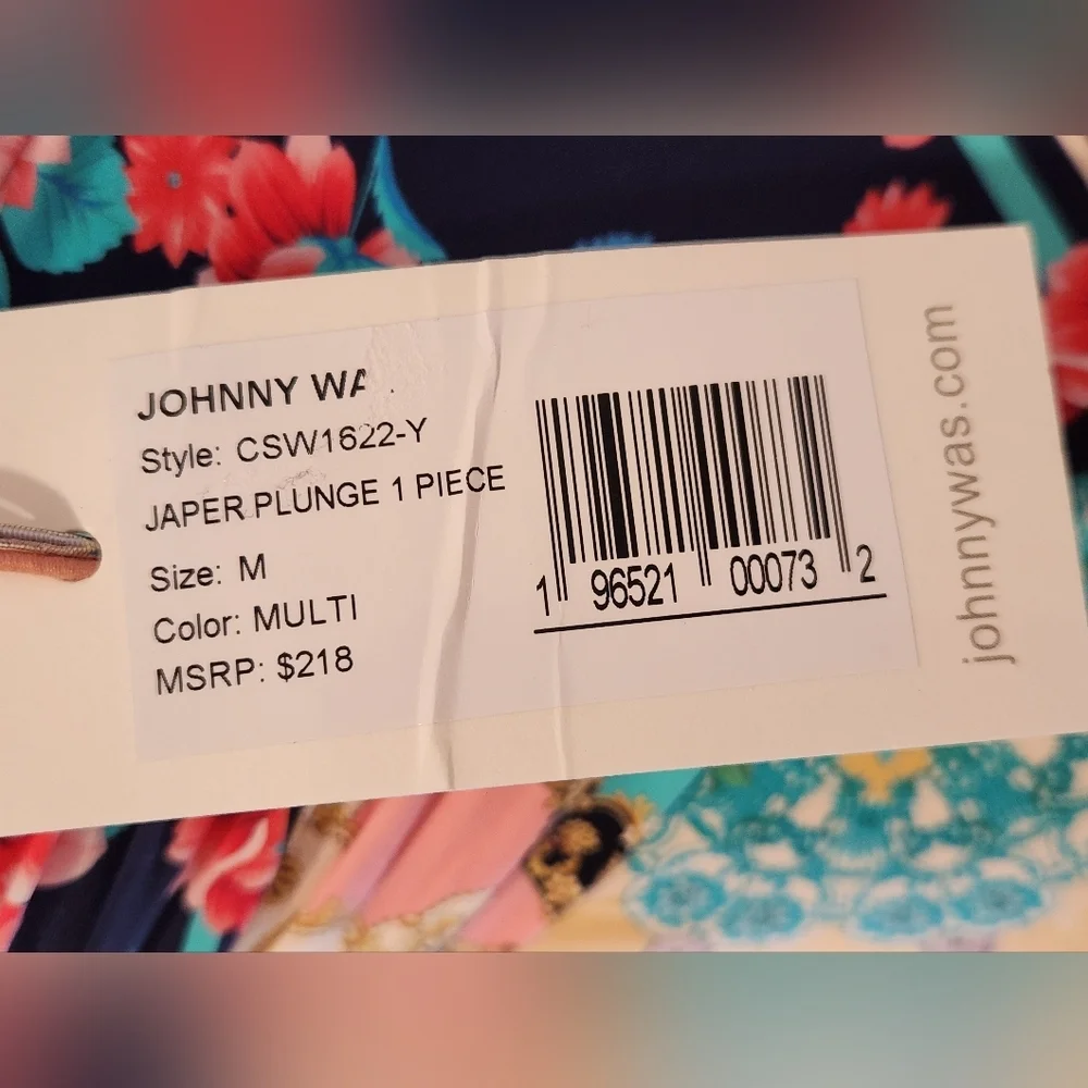 NWT || JOHNNY WAS || Japer swim suit, size M, halter, v neck, one piece, ruched